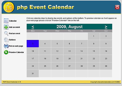 Portals Download: PHP Event Calendar V1 5