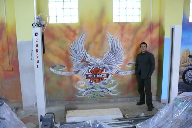 Mural Harley Devidso malowanie harleya na ścianie, mural ścienny