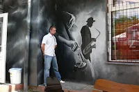 Aranżacja baru, Warszawa, wystrój klubu poprzez malowanie grafitti na ścianie