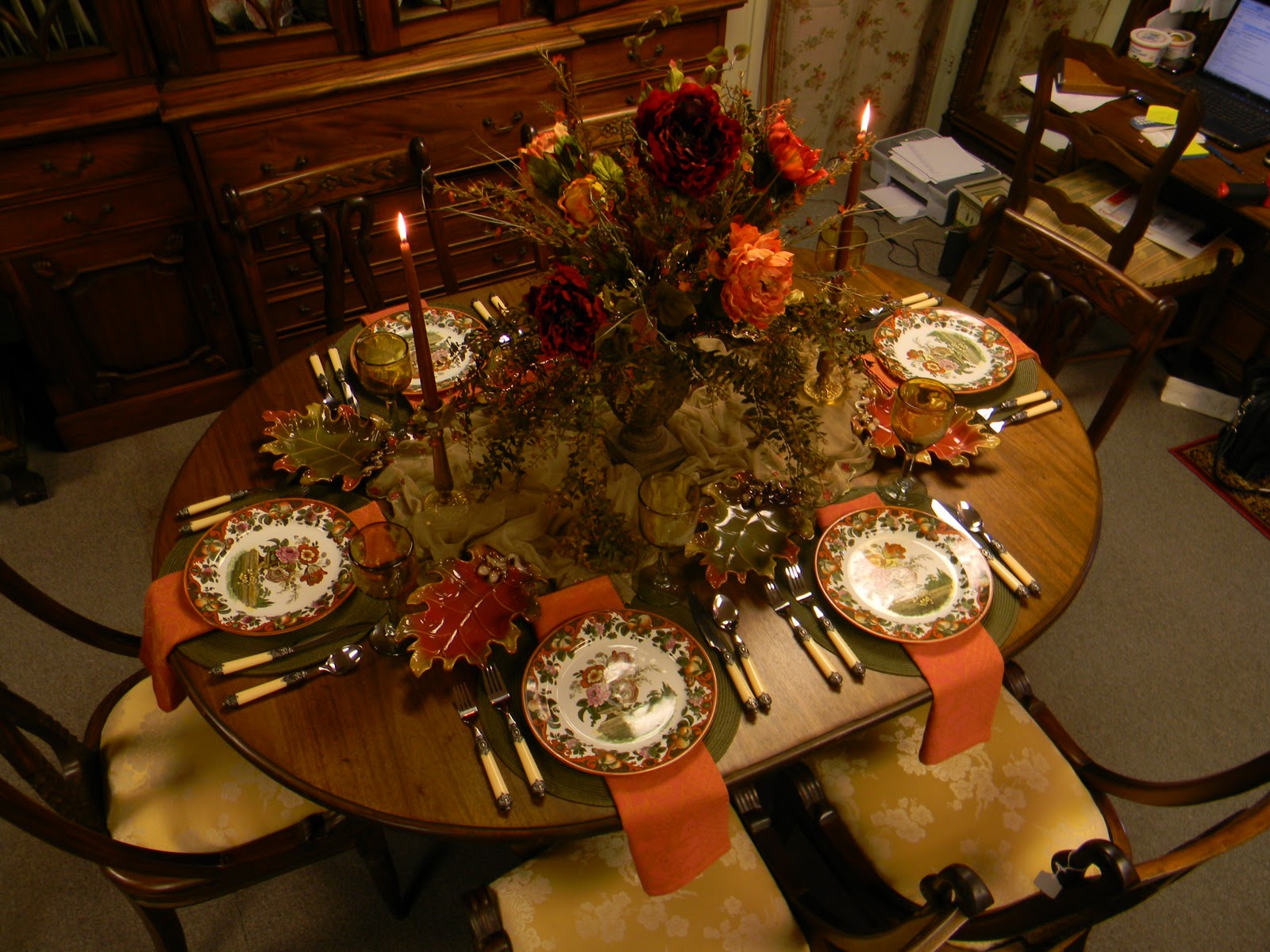 Polychrome Transferware - Royal Doulton Pomeroy in a Fall Tablescape