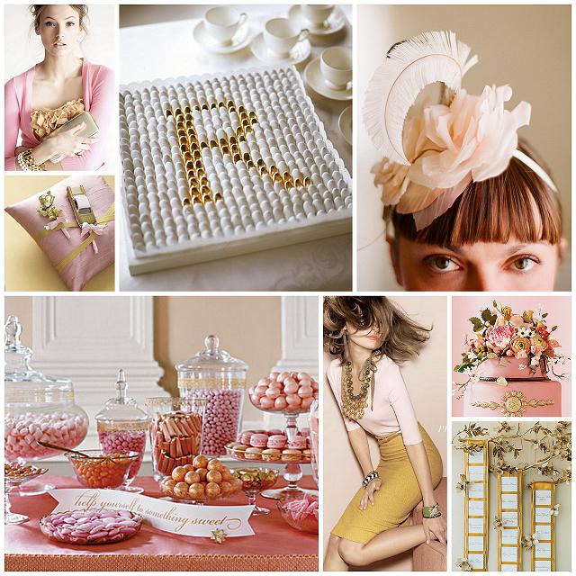 postcards and pretties: #6 gold + pink inspiration board