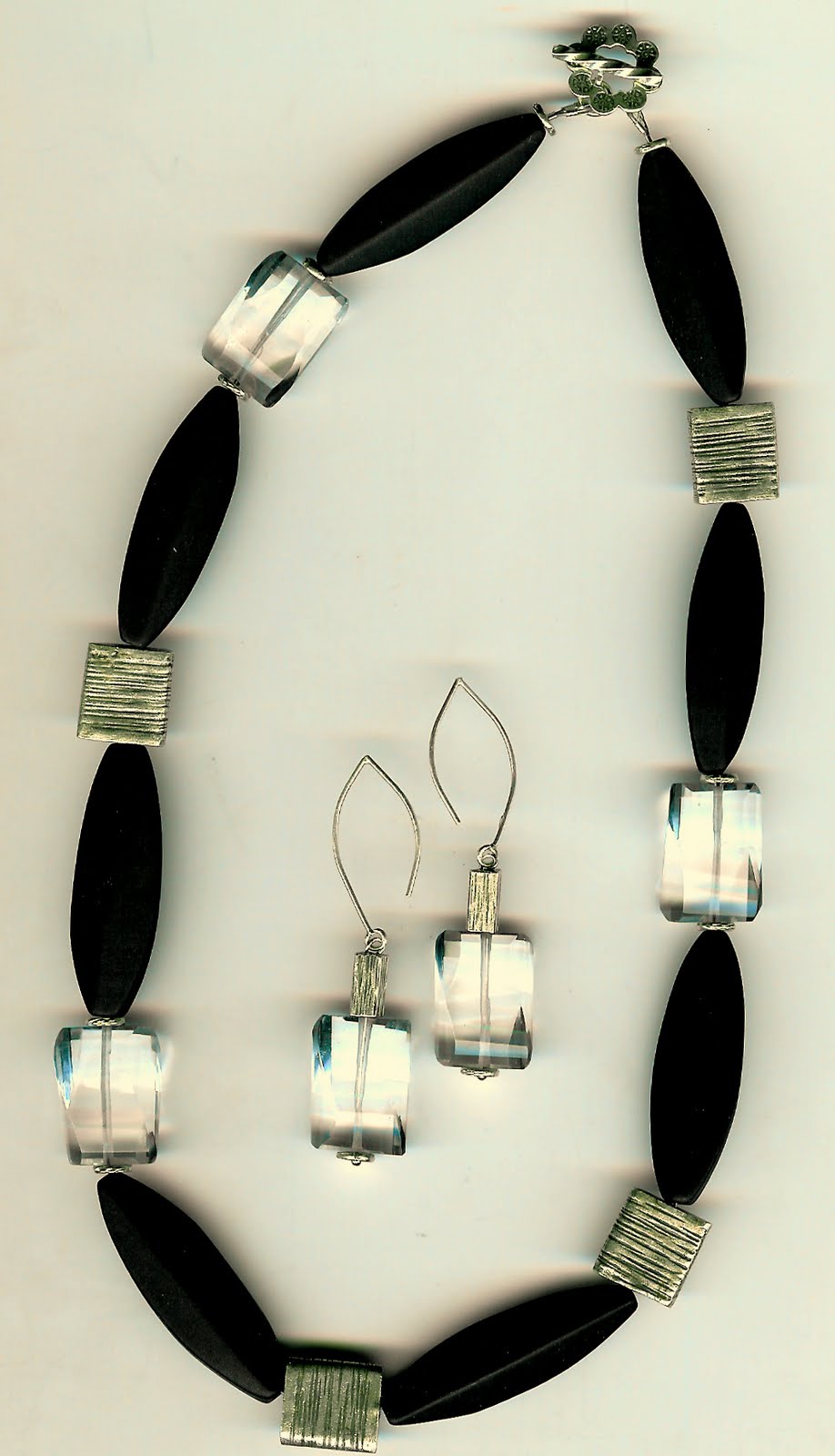 187. Matte Onyx, Clear Fluorite with Karen Hill Thai Sterling Silver + Earrings
