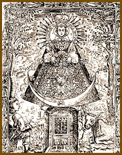 Grabado antiguo de la Virgen de Caños Santos