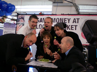 Me and Brad with some of our fellow participants - including celebrity Esther Rantzen! Guinness World Record Attempt - Most Brussels Sprouts Eaten in a Minute!