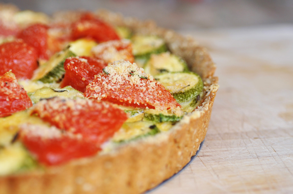 Anja&amp;#39;s Food 4 Thought: Tomato Zucchini Tart with Herbs and Parmesan