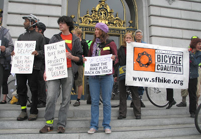 Image of San Francisco Bicycle Coalition protest at City Hall