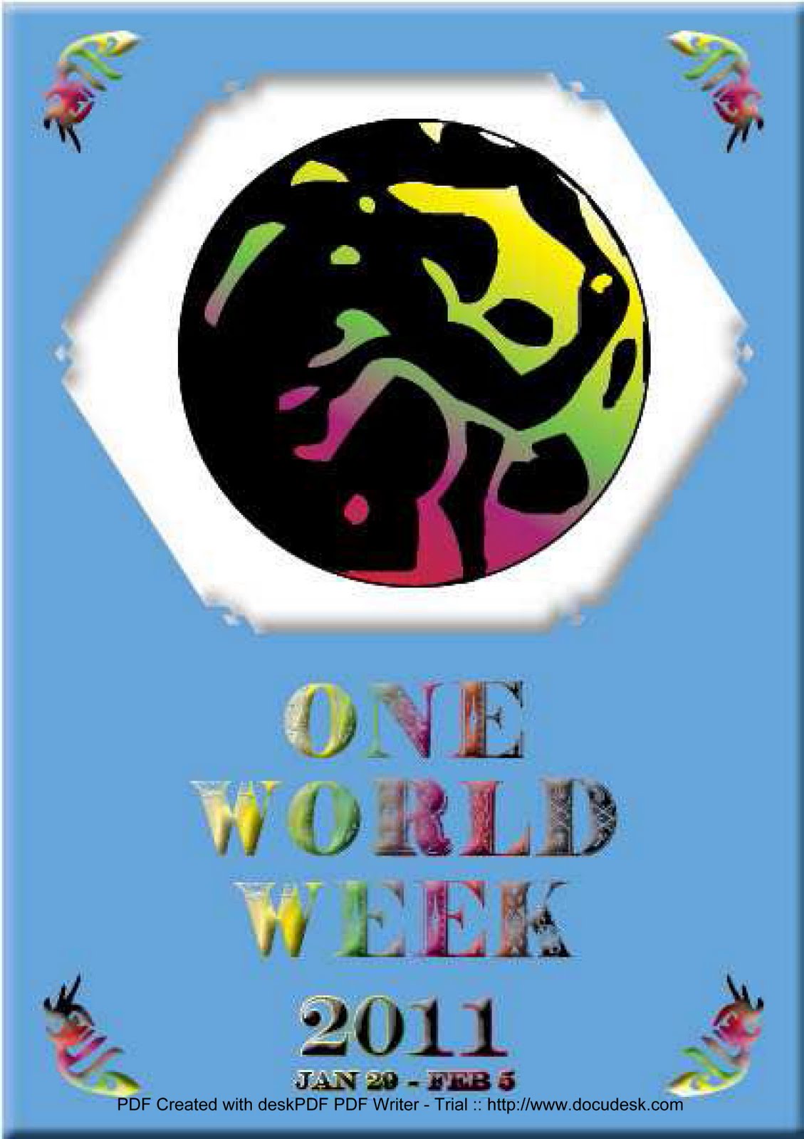 Graphic Design and Layout Portfolio One World Week Programme Covers Drafts