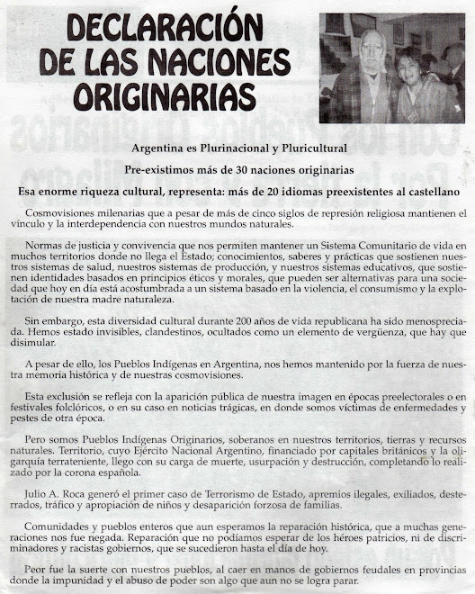DECLARACION DE LAS NACIONES ORIGINARIAS