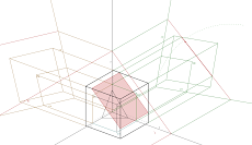 Trimetria de um Cubo seccionado por um Plano de Rampa