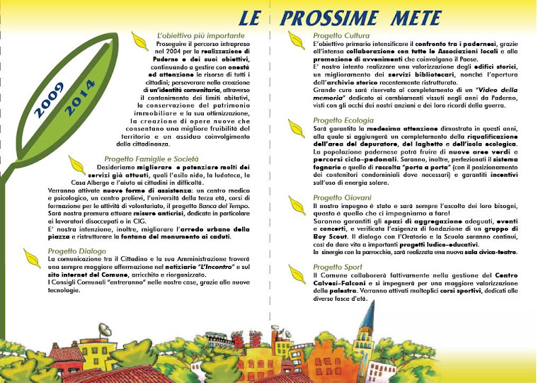 Le prossime mete 2009 - 2014