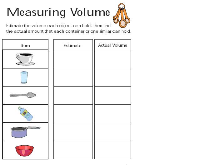 Volume Worksheets For Kindergarten