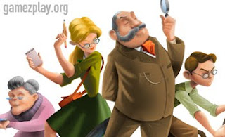 characters from the game in cartoon format prof, secretary granny and sleuth