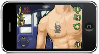 iphone with male torso tattooed body