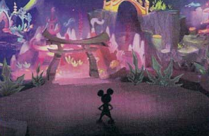 Mickey stands before the castle