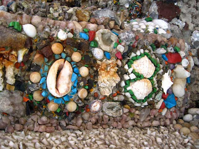 Colorful stones and seashells embedded