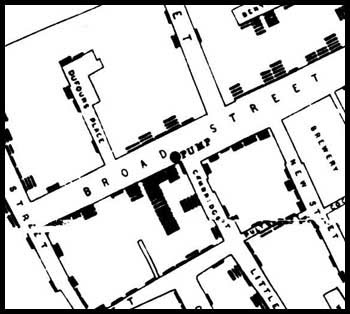 Close up of the well as shown on the Ghost Map by John Snow