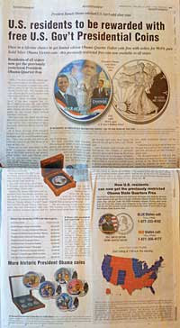 Full page ad hawking Obama coins