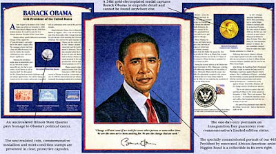 Illustration of Obama with other items around it