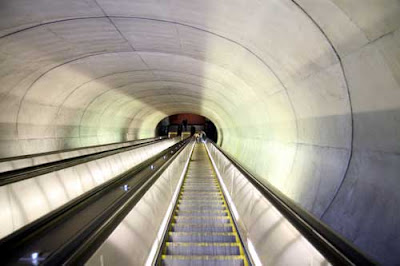 Gigantically long escalator in a tunnel, Dupon Circle, Washington, D.C.