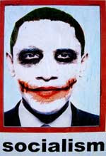 Obama in Joker face with Socialism written below the image