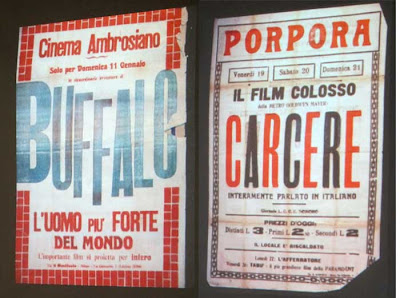 Two Italian cinema posters, one spelling Boris Kaloff's name Harloff