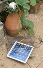 Small solar panel and LED light