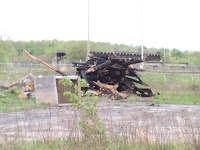 rubble after cil shed burns at seaway international bridge