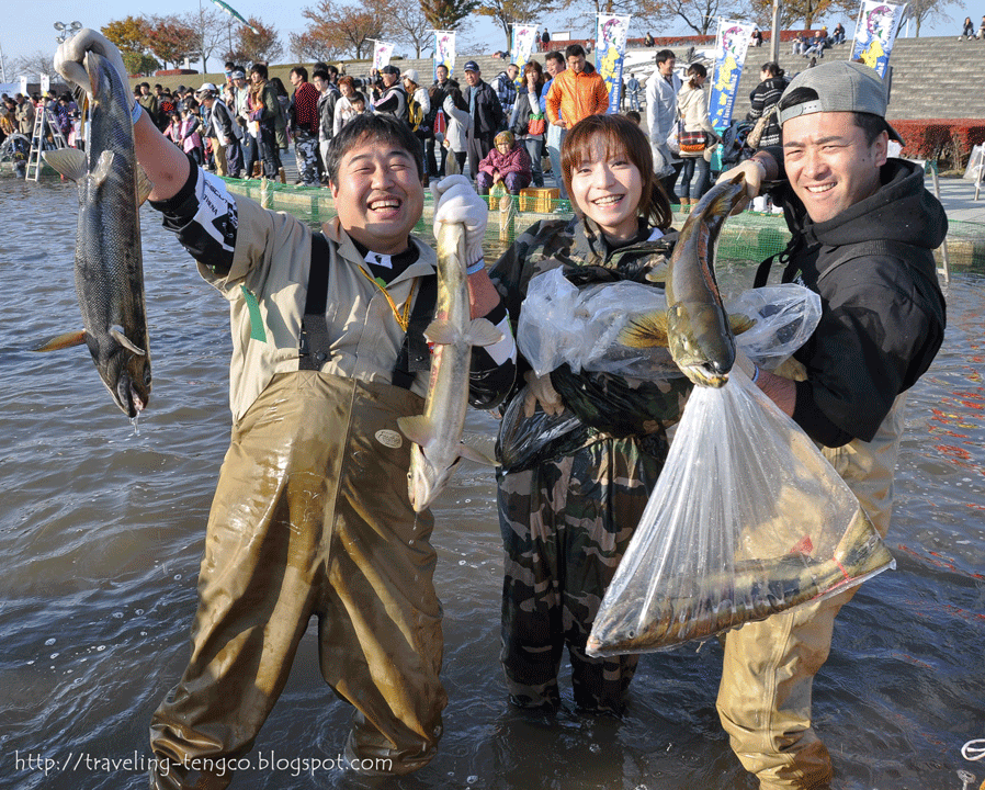 Traveling around Misawa, Japan Shimoda Salmon Festival in Oirase