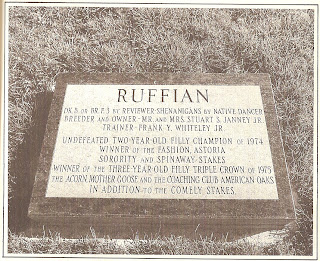 Ruffian's grave at Belmont Park. Source: NYRA