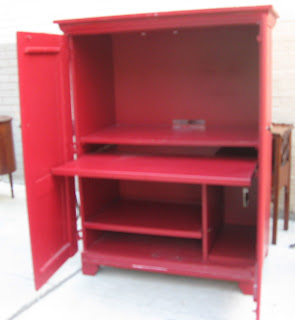 Uhuru Furniture & Collectibles: Bright Red Computer Desk Armoire-SOLD!
