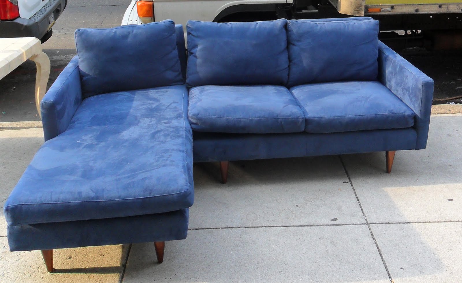 Uhuru Furniture & Collectibles Royal Blue Microfiber Sectional SOLD