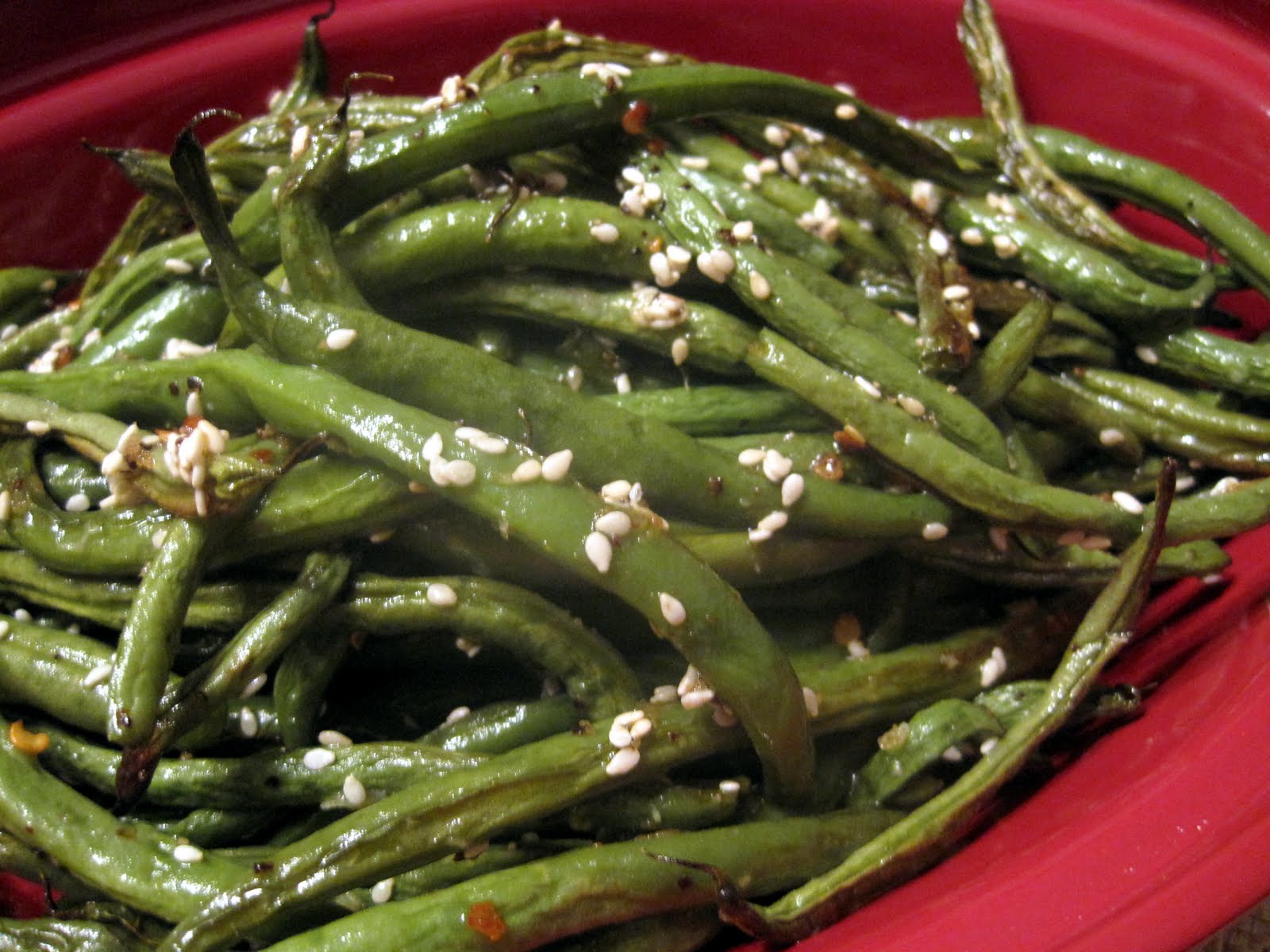 Lynda's Recipe Box Roasted Sesame and Garlic Green Beans