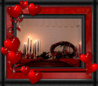 Fireplace Mantle with candle glow