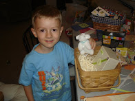 Our son, Jacob, helping put baskets together