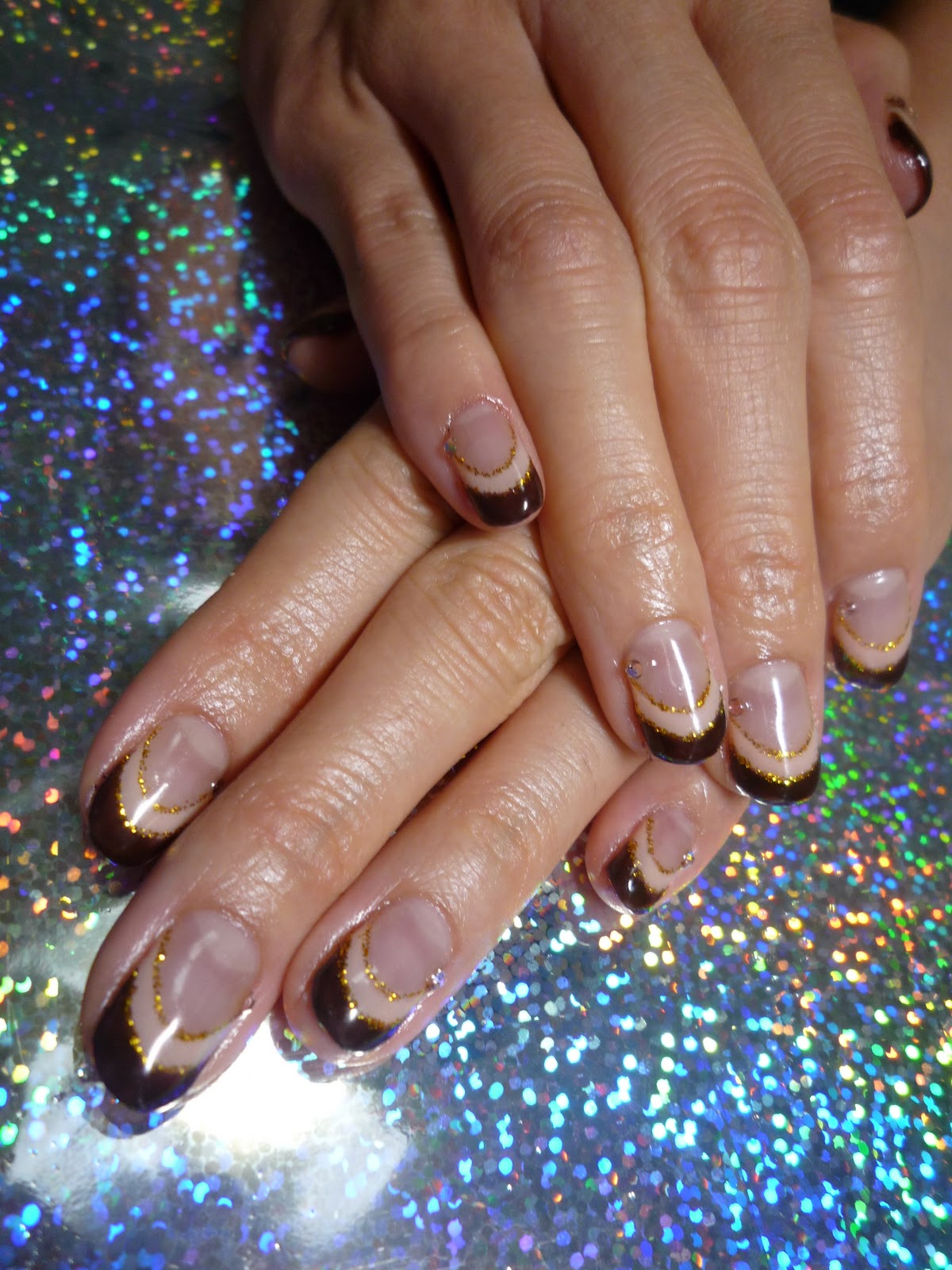 HARU GLOBAL BEAUTY PTE LTD (旧)J&Y Nail Studio お客様ジェルネイル：ブラウン系ダブルフレンチ