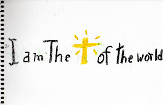I am the light of the world with small yellow cross drawing image download free Christian photos and Jesus pictures
