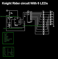 FREE CIRCUIT DIAGRAMS 4U: Knight Rider Light Circuit With 6 LEDs