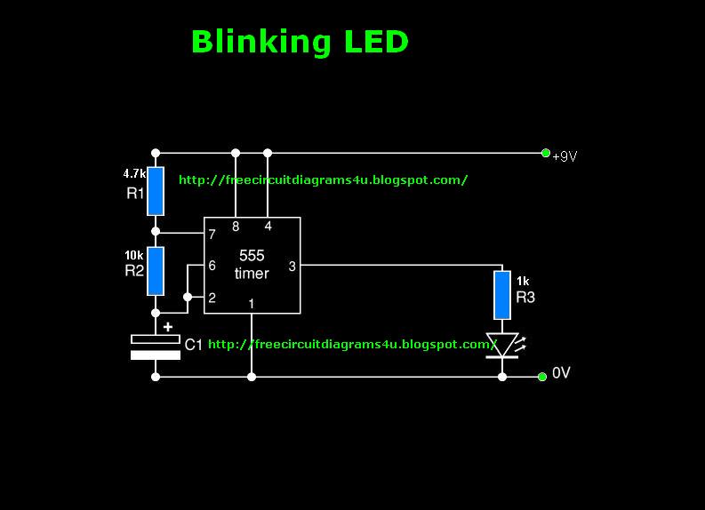 FREE CIRCUIT DIAGRAMS 4U: Blinking LED Circuit Diagram