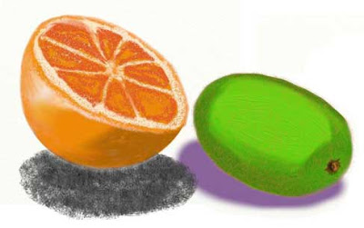 shells daily drawing: Draw something Green and Draw something Orange.