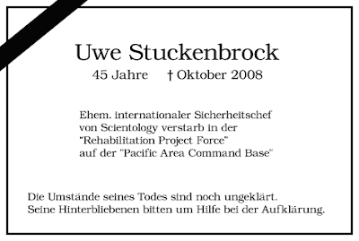 Todesanzeige für Uwe Stuckenbrock. RiP