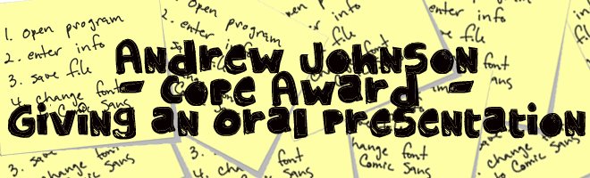 Andrew Johnson - Cope Award-Giving a Presentation