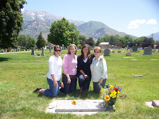 Mom and Sisters at Grandma & Grampa Warburton Grave site in Pleasant Grove, Utah