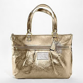Coach Poppy Gold Leather Glam Tote 15286