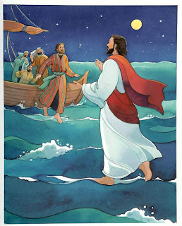 Peter asking help to the God Jesus Christ for saving him color drawing art free christian religious clipart(clip art) picture