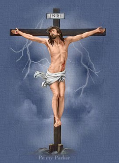 Jesus Christ nailed on wooden cross drawing art free Christian photo