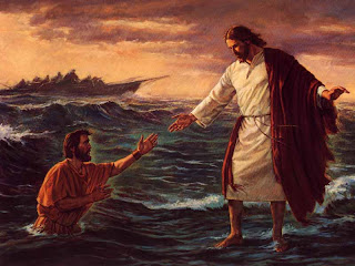 Jesus Christ walking on water and saving Peter from the sea water Christian bible story hq(hd) wallpaper