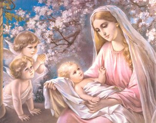 Jesus Christ just born drawing art image with angels and mother Mary