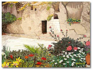 Beautiful flowers at the Jesus Christ empty tomb hd(hq) free Christian religious wallpaper download
