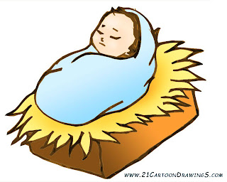 Just born baby Jesus cliparts and coloring pages for children