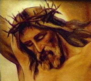 Jesus Christ nailed to the Cross and with Crown of thorns religious Christian image